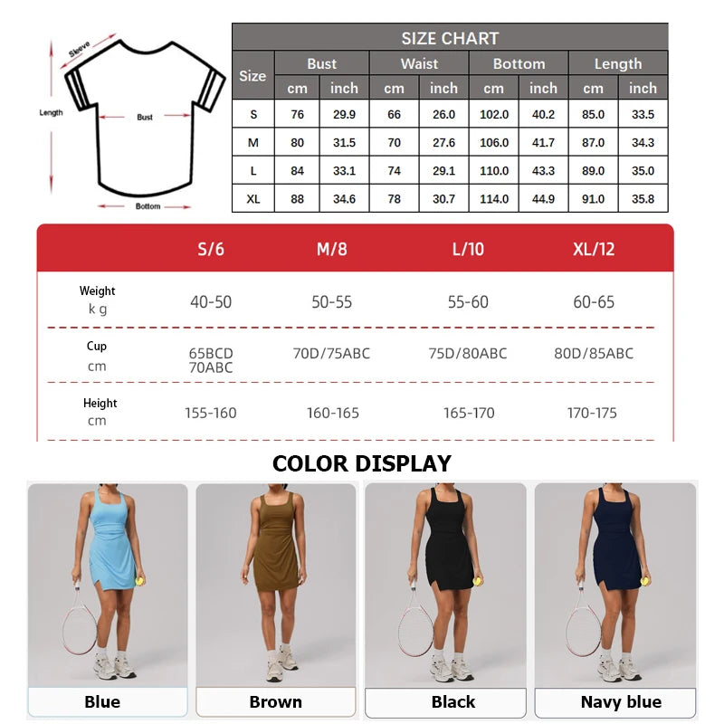 Women's Slim Fit Tennis Dress - Stretchy 2-in-1 Athletic Skort with Built-in Shorts