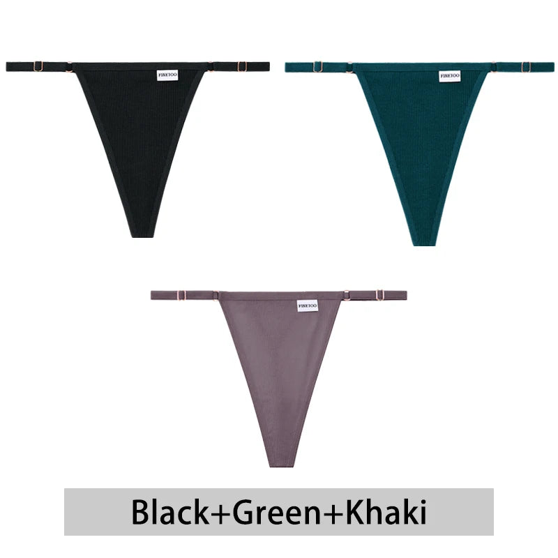 Women's Cotton Thong Set - 3 Pack Low-Rise Bikini Panties