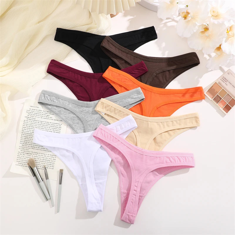 3Pcs Cotton Thongs Pantie Low Waist Comfortable Underwear Breathable G-string Soft Lingerie