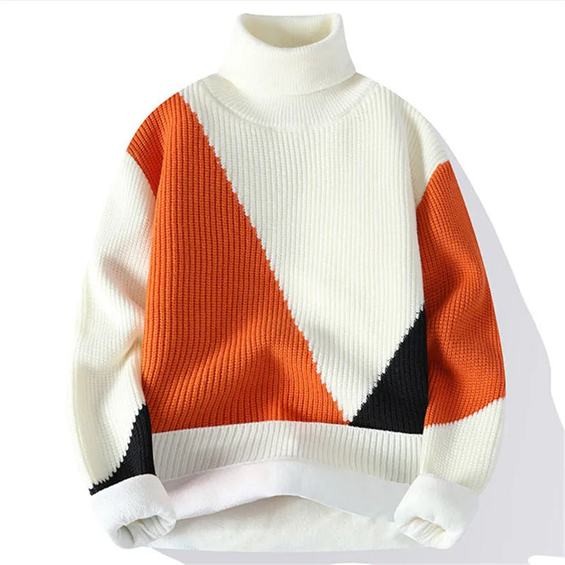 Men's Turtleneck Sweater - Fleece Warm Casual Knit Pullover