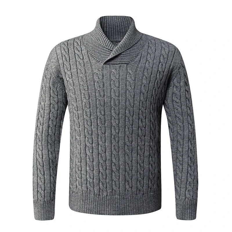 Men's Turn Down Collar Knitted Sweater - Slim Fit Casual Pullover