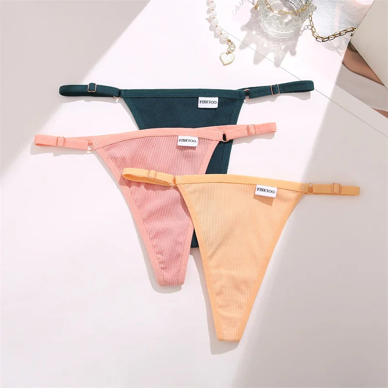 Women's Cotton Thong Set - 3 Pack Low-Rise Bikini Panties