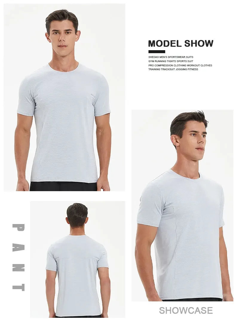 Men's Sports Fitness Short Sleeve Gym Compression Workout Casual Quick Dry Muscle Fit T-Shirt