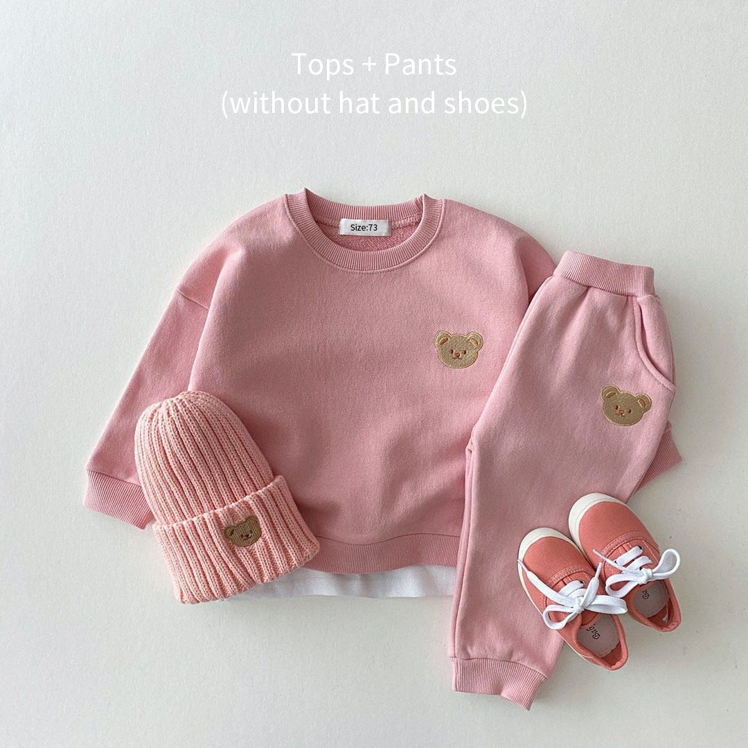 Children's, Toddler, Baby Sports Bear Sweatshirt Pants 2Pcs Outfits Set
