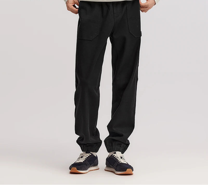 Men's Cargo Jogger Trousers - Drawstring Loose Fit Winter Streetwear Pants