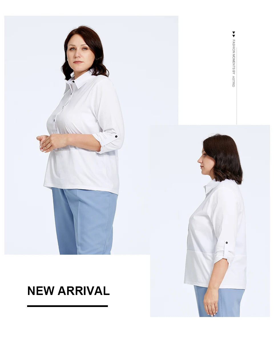 Women's Blouses Elegant Lapel Stitching Plus Size Shirt