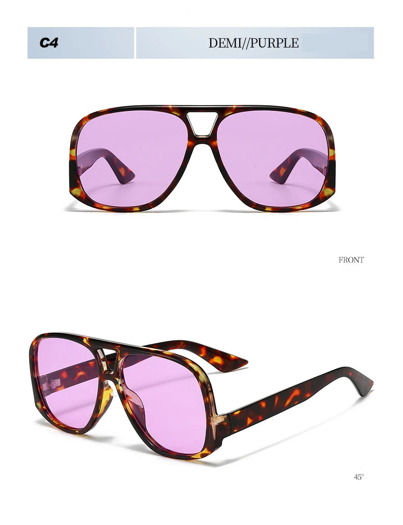 Unisex 1/3pcs Oversized  Double Bridges Sunglasses UV400