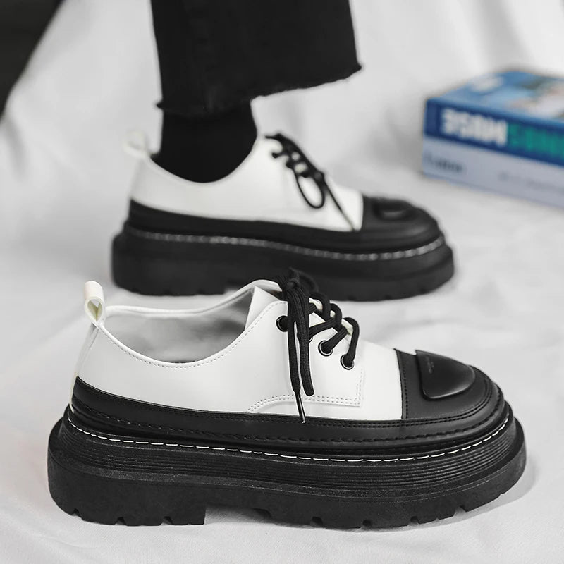 Men's Leather British Style Oxfords Casual Platform Business Loafer Shoes