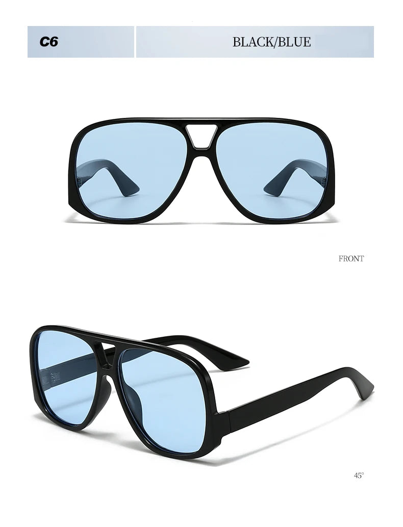 Unisex 1/3pcs Oversized  Double Bridges Sunglasses UV400