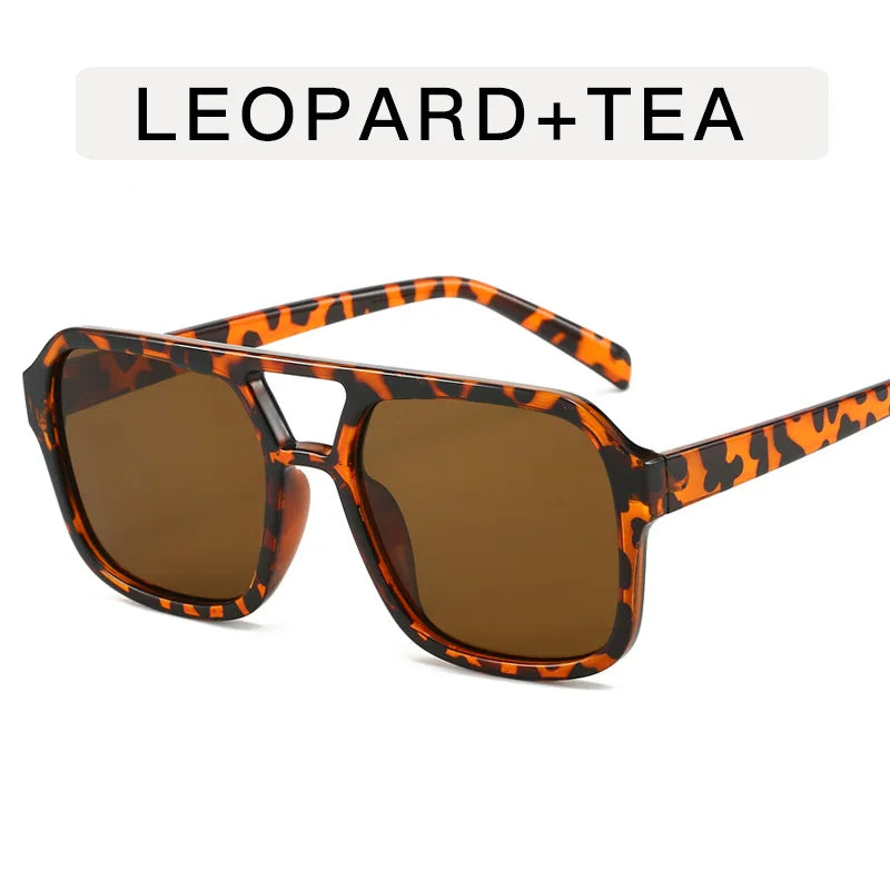 Women's Retro Square Sunglasses - Large Frame UV400 Protection Eyewear