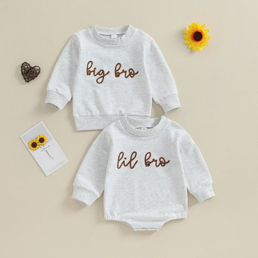Toddler Baby Boys Sweatshirt Romper - Long Sleeve Letter Print Pullover Jumpsuit (0-4Y)