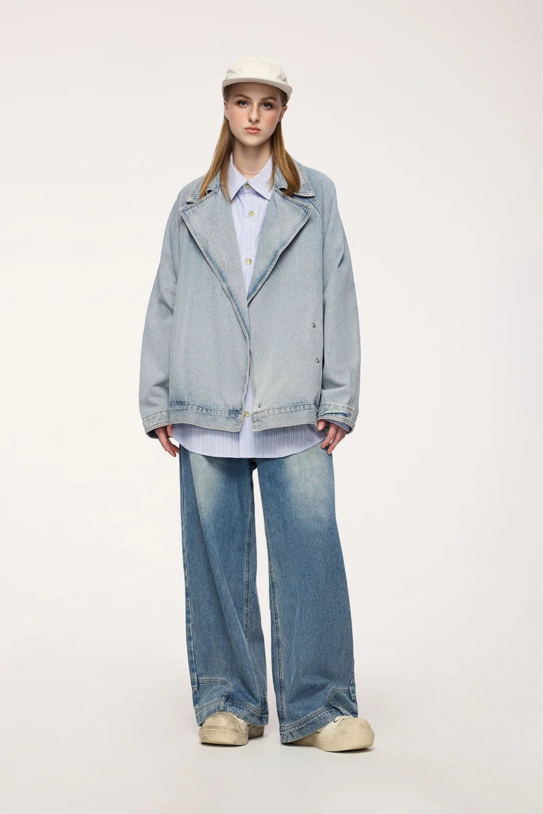 Unisex Vintage Distressed Denim Jacket