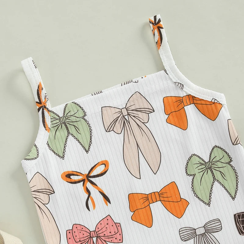 0-4Y Kids Girls Summer Dress Sleeveless Strap Bow Print Spaghetti Slim Fit Sundress for Beach
