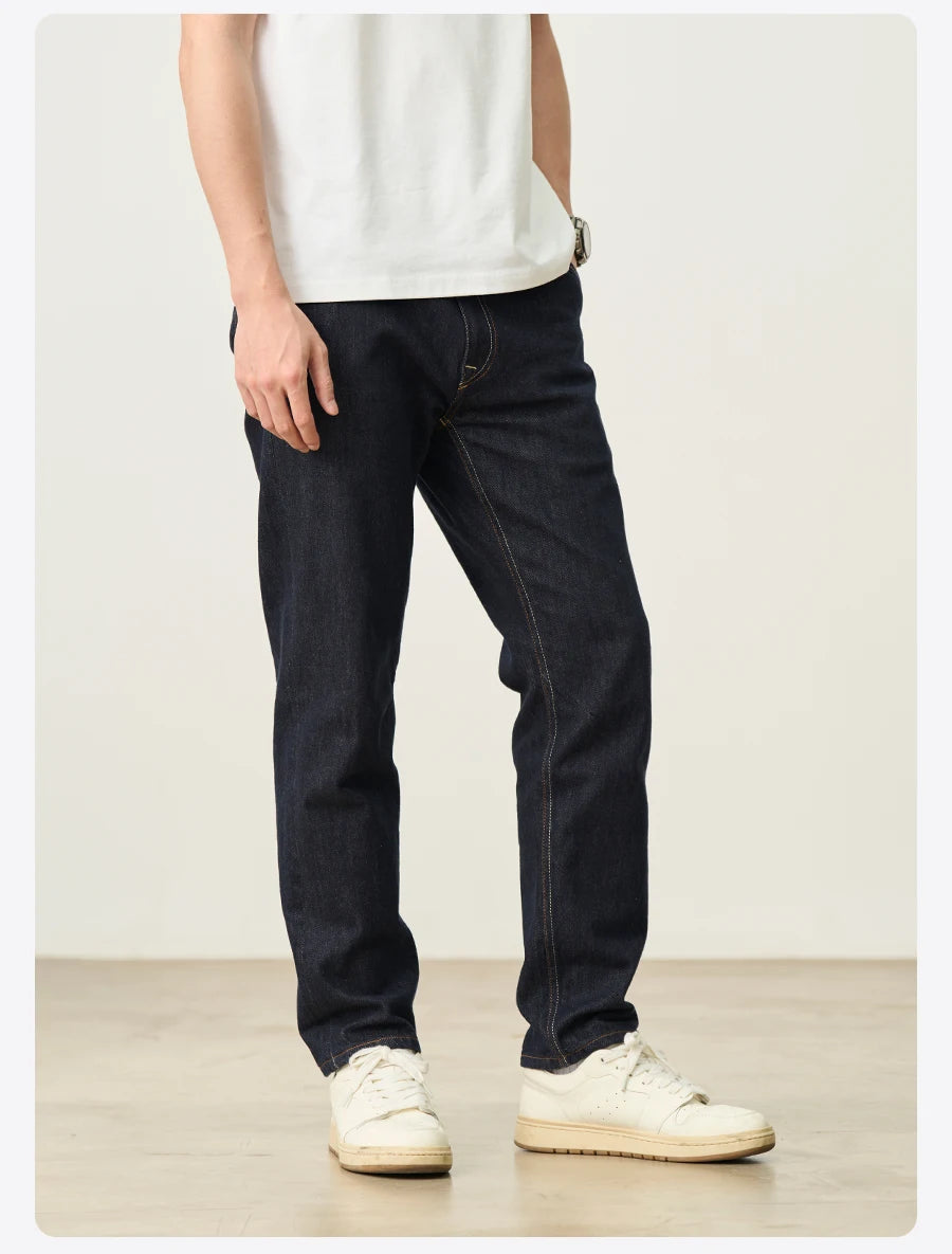 Men's Comfortable Tapered Jeans - Colourfast Washed Denim
