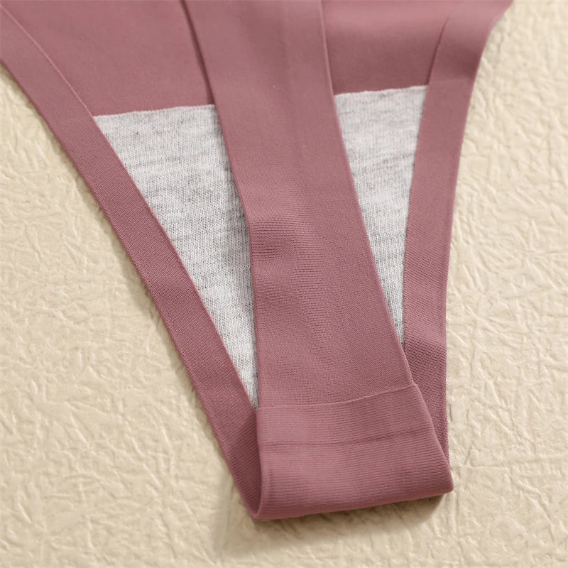 4Pcs Women's Seamless Thongs Breathable Panties Low-Waist Solid Underwear Stretch G-string Invisible T-Back Lingerie