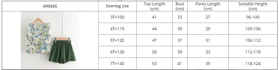 Girls Summer Feather Outfit Set - Sleeveless Top & Bandage Shorts