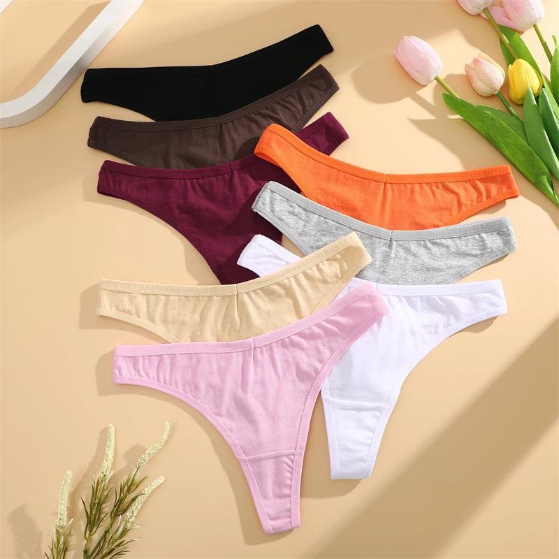 3Pcs Cotton Thongs Pantie Low Waist Comfortable Underwear Breathable G-string Soft Lingerie