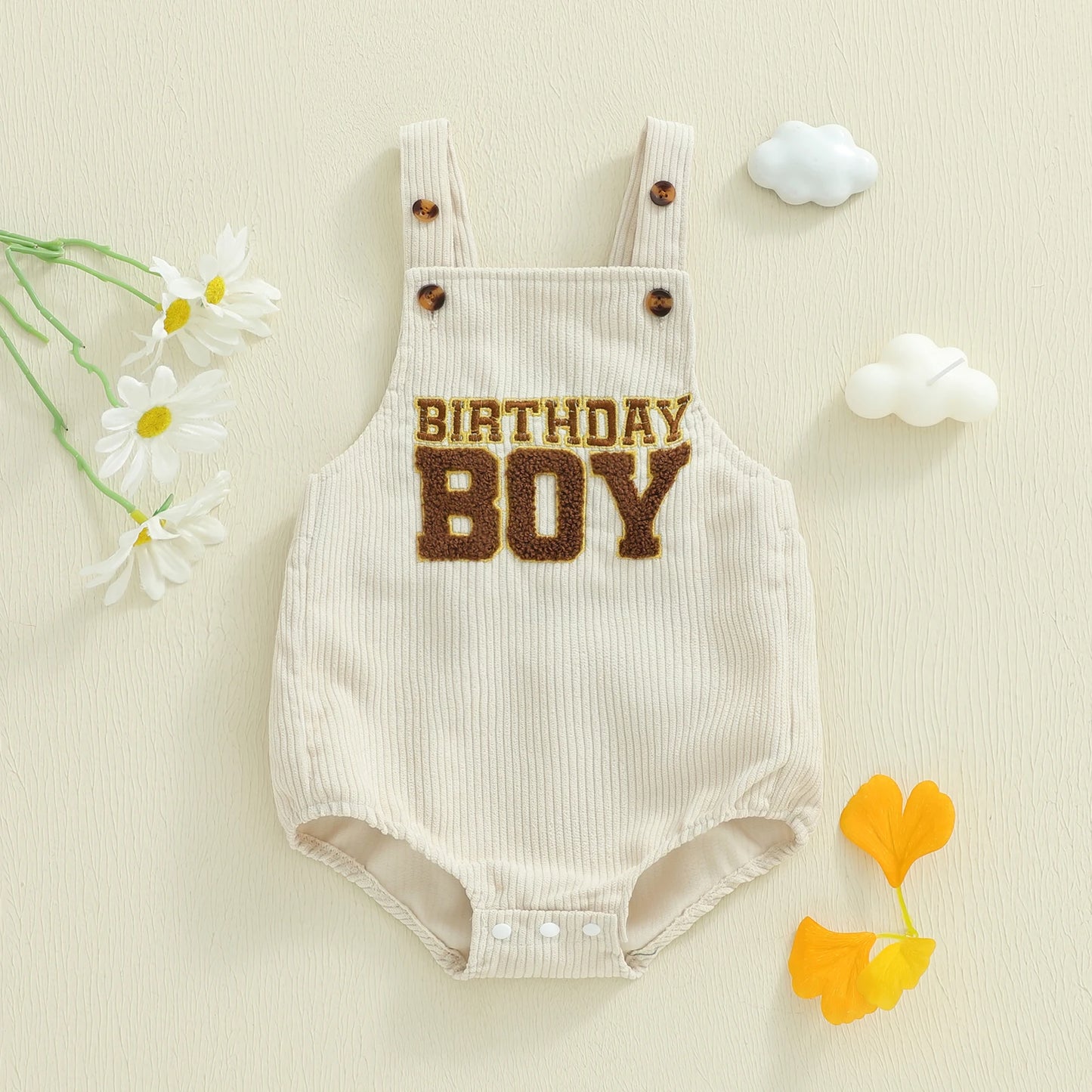 Newborn Baby Boys Romper - Letter Embroidery Square Neck Sleeveless Jumpsuit (0-18M)