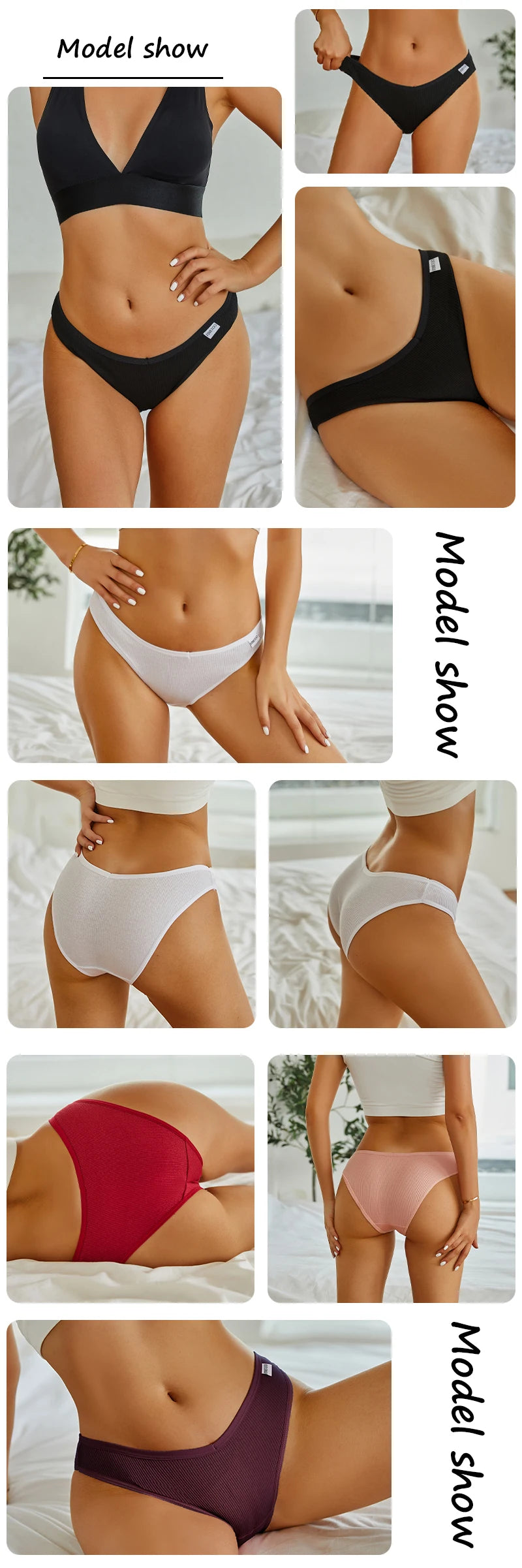Women's 3PC Cotton V Waist Underwear Brief Comfortable Underpants Lingerie