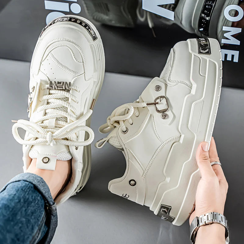 Men's Metal Decoration Platform Sneakers - Vulcanized Sports Shoes
