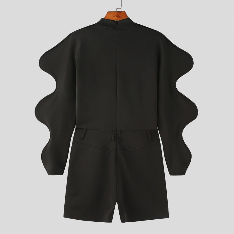 Men's Turtleneck Long Gigot-sleeve Irregular Playsuits S-5XL
