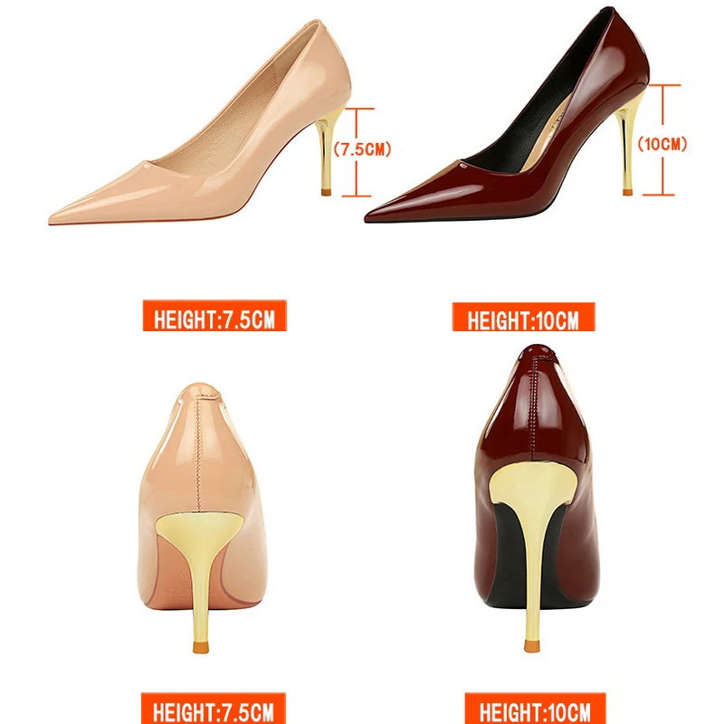 Women's Pumps Patent Leather Shoes Stiletto Heels