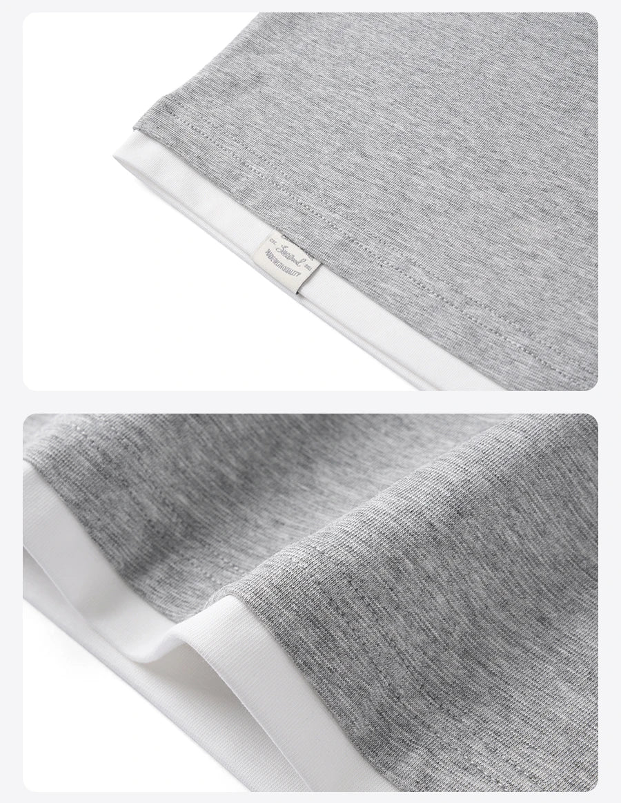 Men's Spring Long Sleeve Fake Double Layer 210gsm Sorona Fabric T-Shirt