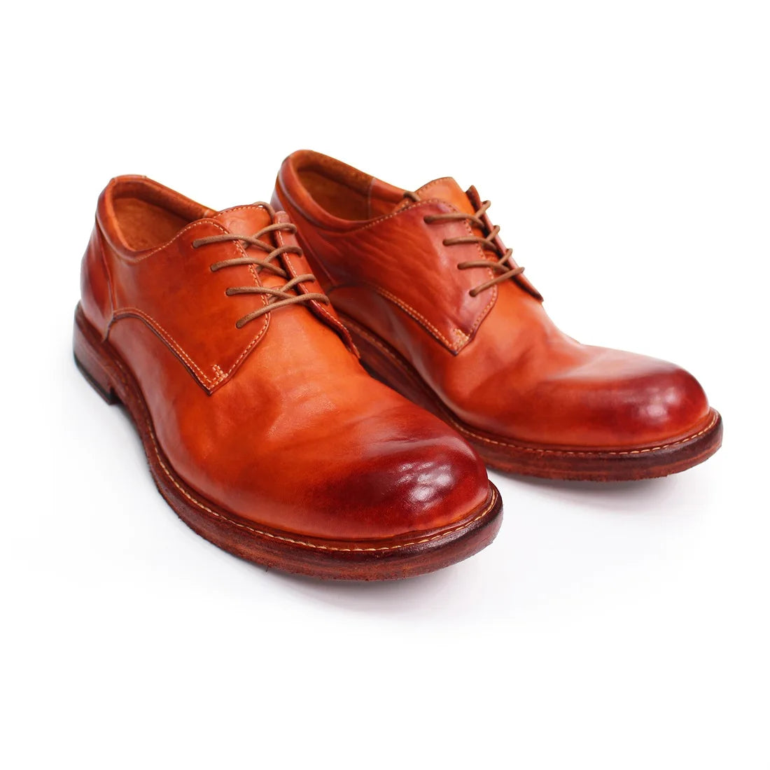 Men's Handmade Goodyear Sewn Comfortable Derby Formal Soft Leather Genuine Leather Round Toe Non-slip Casual Shoes