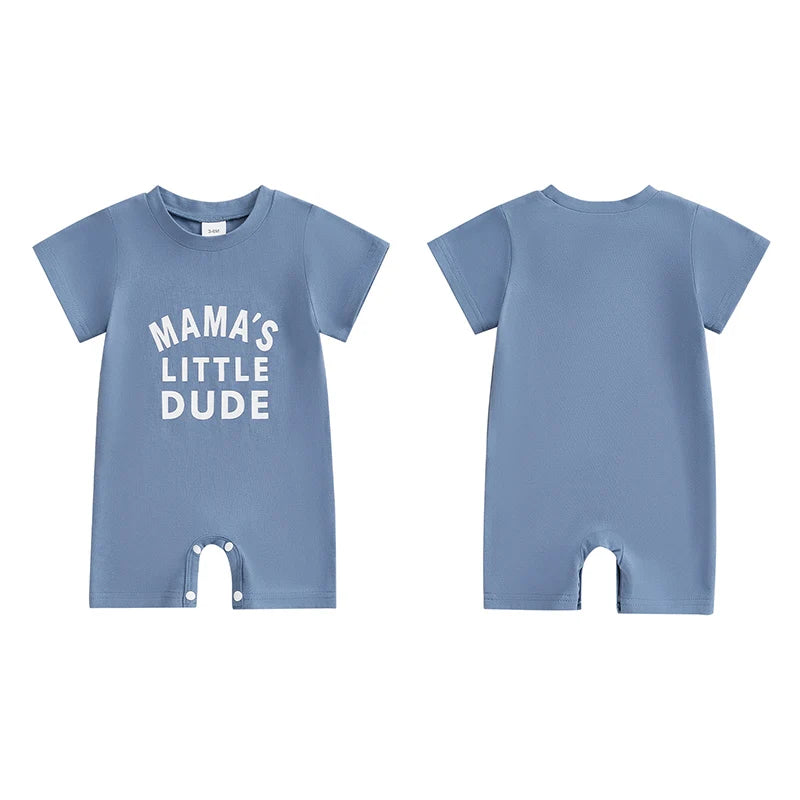 0-18M Casual Baby Boys Rompers Letter Print Short Sleeve Button Summer Bodysuits Jumpsuit