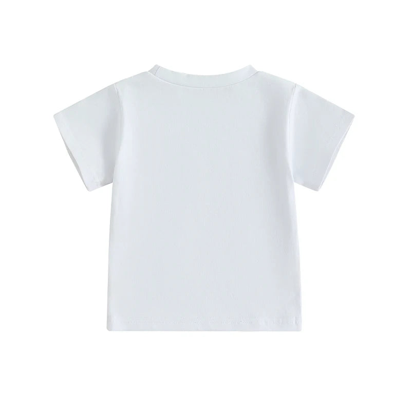 0-6Y Summer Kids Boys Girls Easter T Shirt Rabbit Letter Print Short Sleeve Pullover Top