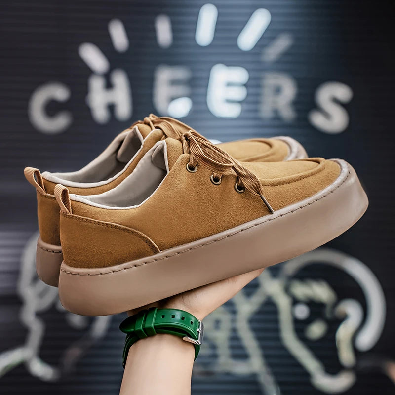 Men's Platform Suede Shoes Lace Up Shoes