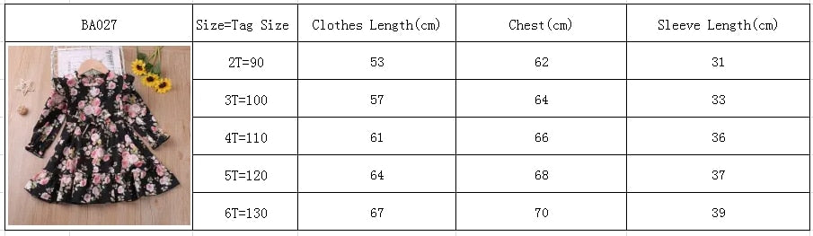 Girl's Long Sleeve Cotton Ruffles Dress