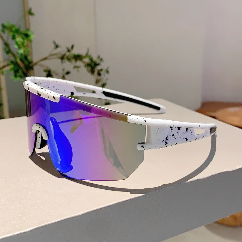 Men's Wrapped Round Mirror Outdoor Cycling Anti-UV Sunglasses
