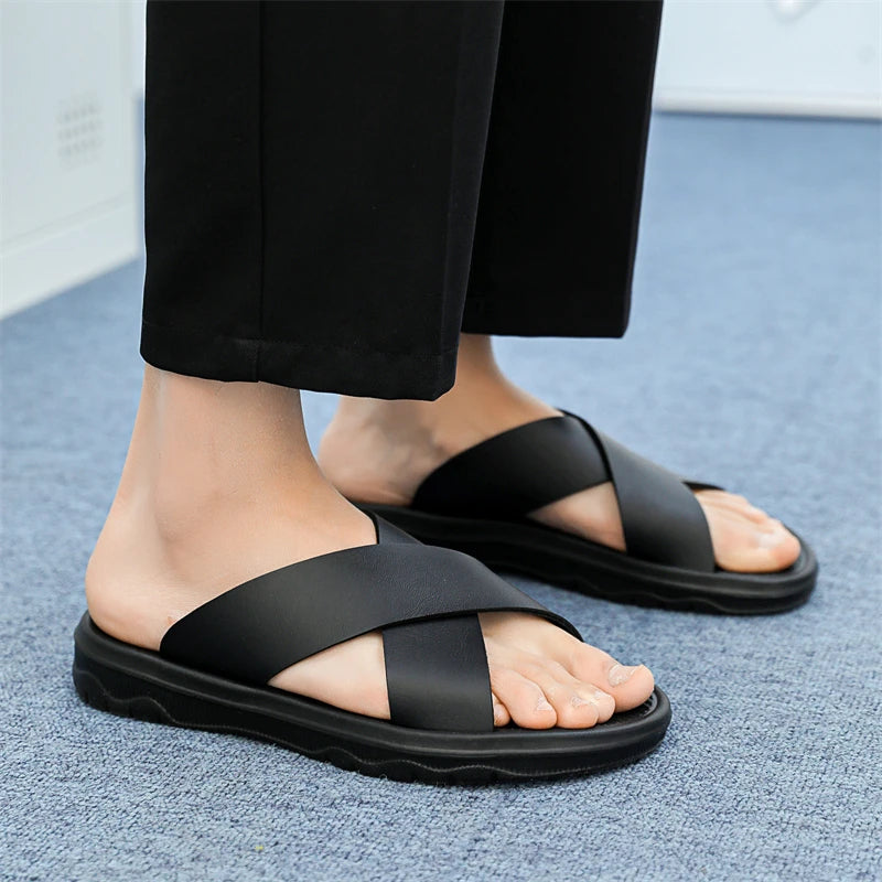 Men's Summer Slides Crossover Slippers Sandals