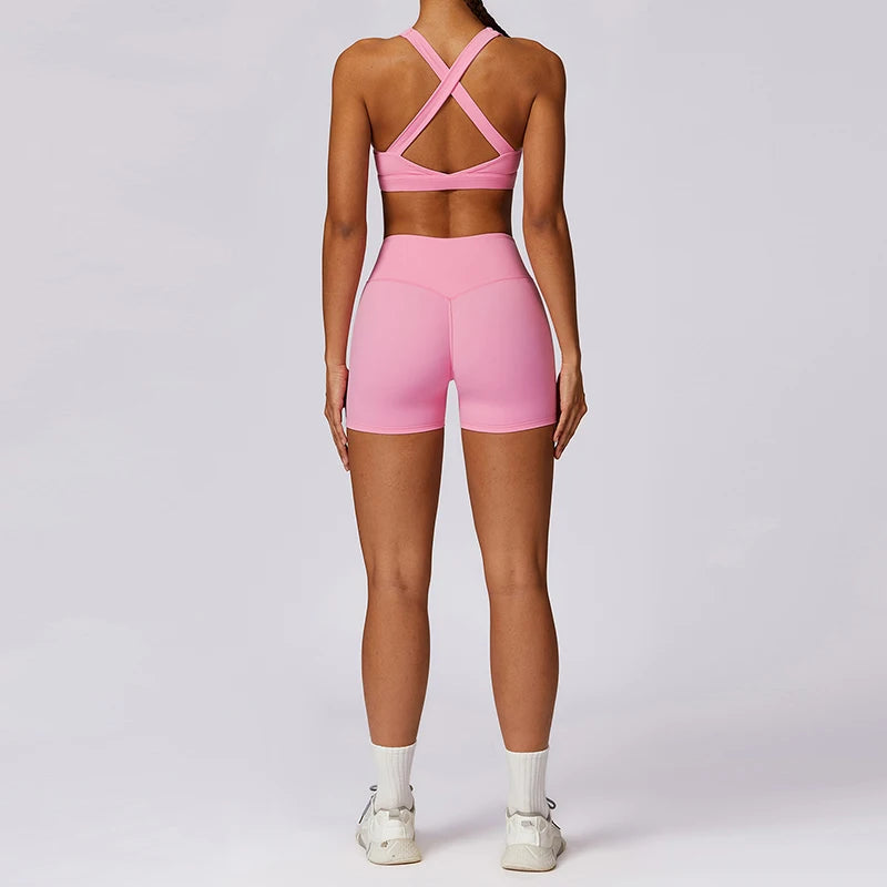 Women's 2Pcs Sports Fitness Tracksuit Workout Sportswear Quick-Drying Yoga Gym Yoga Set