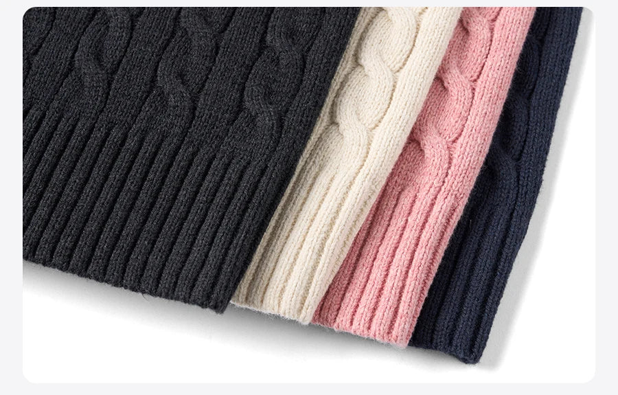 Men's Autumn Winter Oversized Cable Knit Long Sleeve Knitted Casual Vintage Pullover Sweater