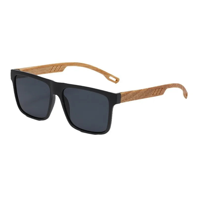 Unisex Square Sunglasses - Wood Effect UV400 Protection Driving Eyewear