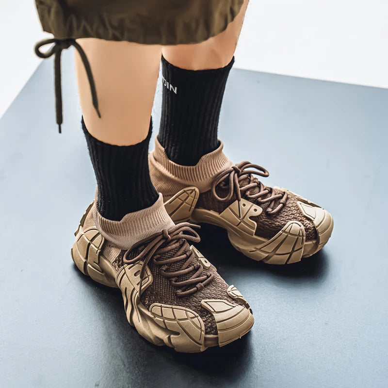 Men's Sports Mesh Sneakers Slip On Comfortable Lace Up Sneakers