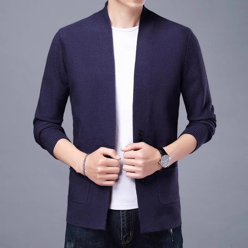 Men's V Neck Casual Knit Cardigan Sweater