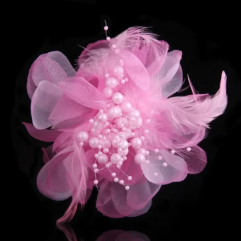 Elegant Feather Fabric Flower Brooch - Women's Corsage Lapel Pin