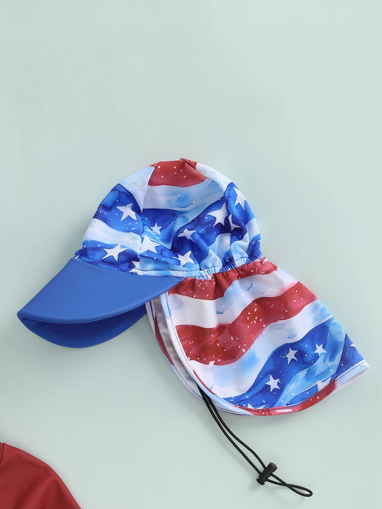 0-5Y American Flag Kids Boys 4th Swimwear Clothes Sets Long Sleeve Stars Print T-shirt with Shorts and Hat