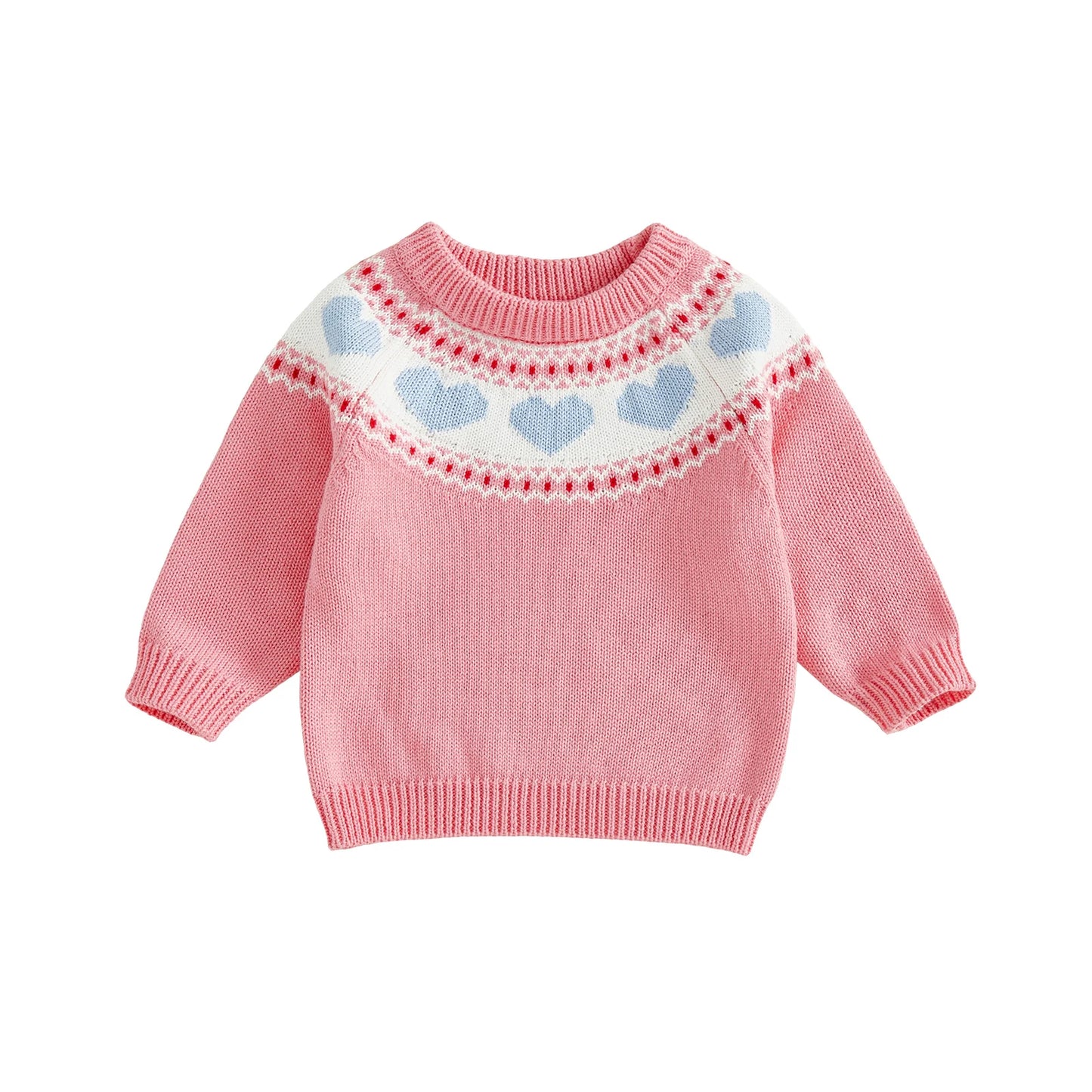 Valentine's Day Heart Pattern Sweater - Toddler & Kids Crewneck Pullover
