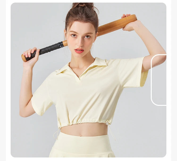 Women's Multi-Sport Athletic T-Shirt - Breathable Crop Top for Yoga & Tennis