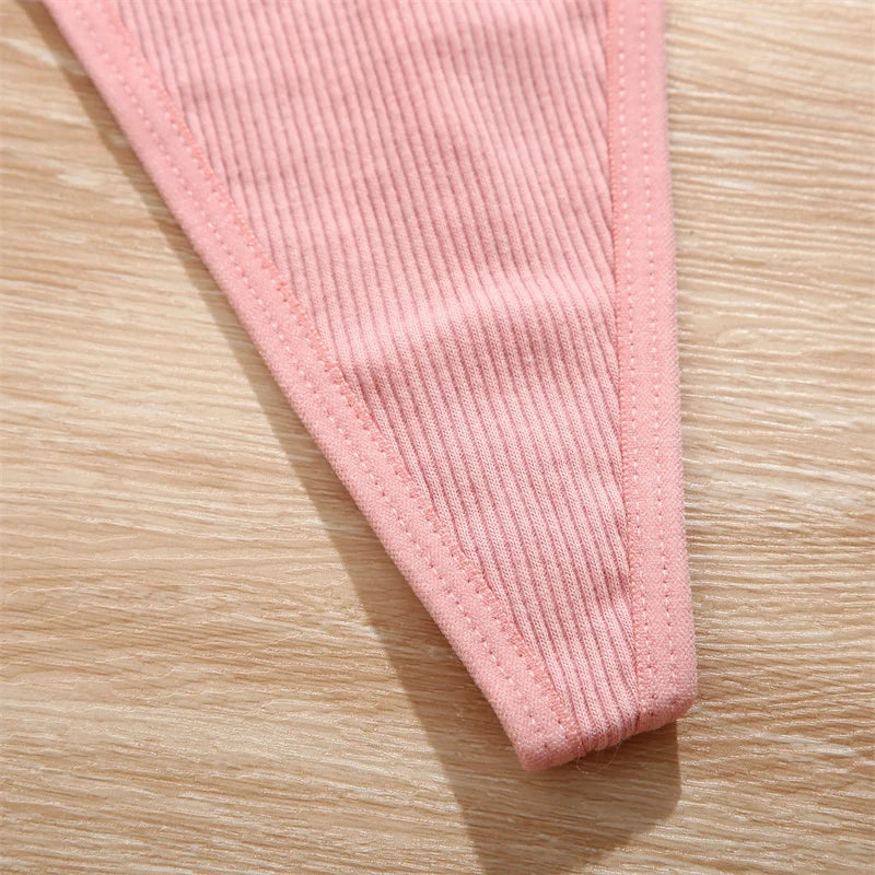 Women's 2PCS/SET Cotton Low Waist Panties Adjustable Waist Thongs Seamless G-String Underwear Lingerie