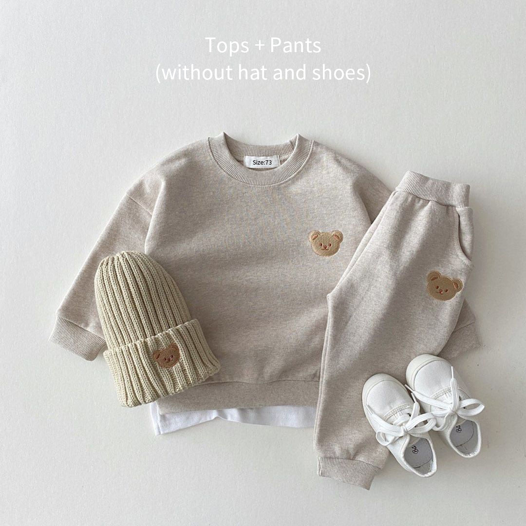 Children's, Toddler, Baby Sports Bear Sweatshirt Pants 2Pcs Outfits Set