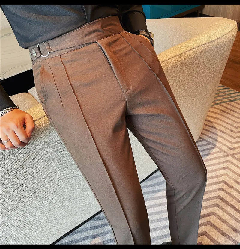 Men's British Style Slim Fit Smart Casual Trousers