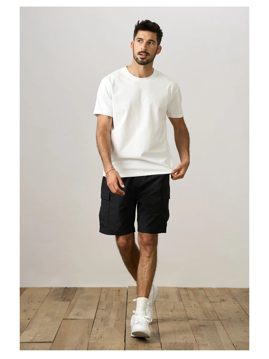 Men's Oversize Lightweight 190g Quick Dry Fabric Cargo Drawstring Shorts