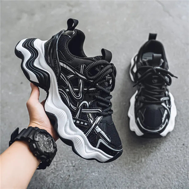 Men's Casual Platform Breathable Sports Shoes Lace Up Sneakers