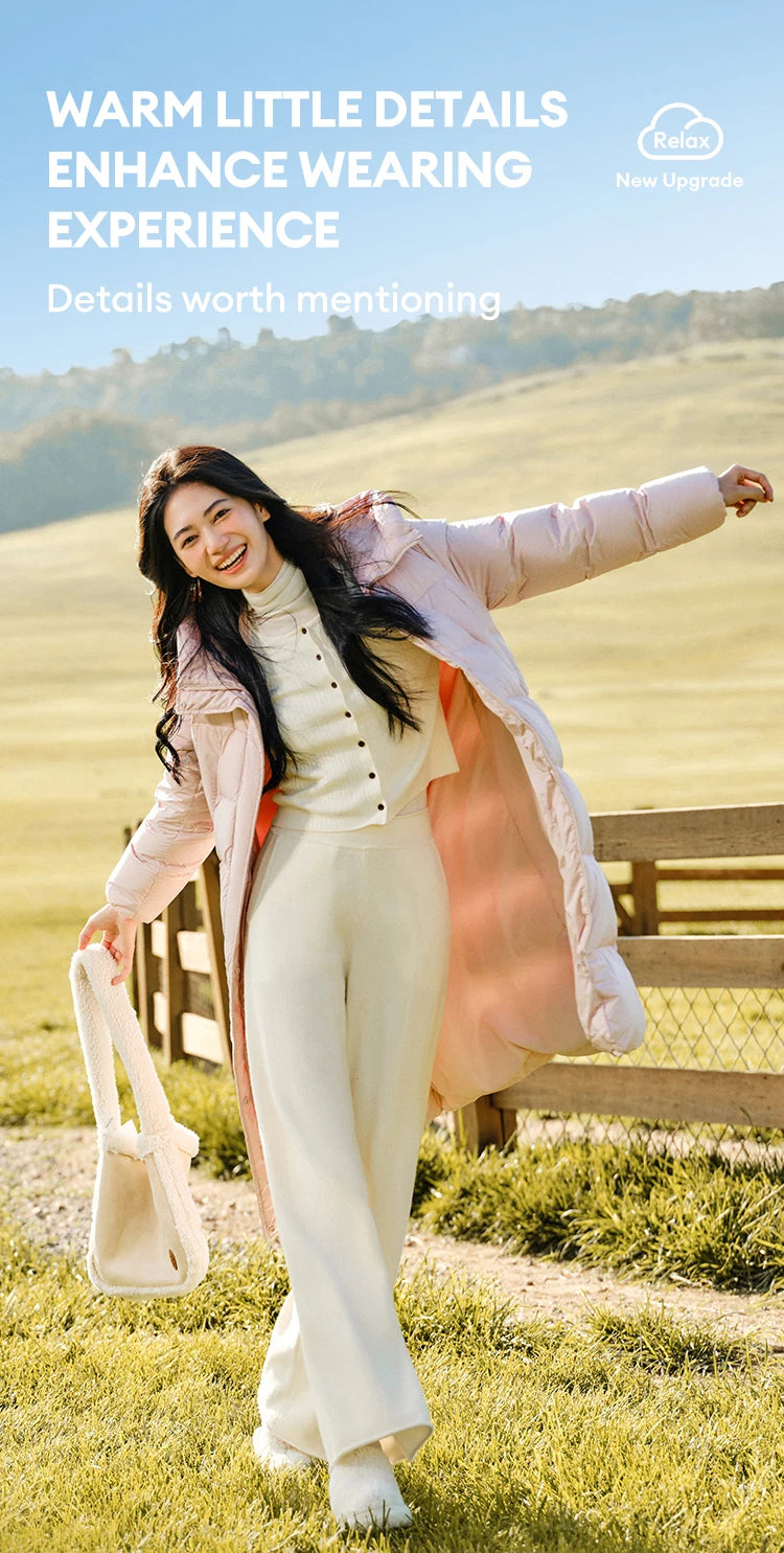 Women's Long Down Jacket - Three-Proof Hooded Winter Coat Loose Fit