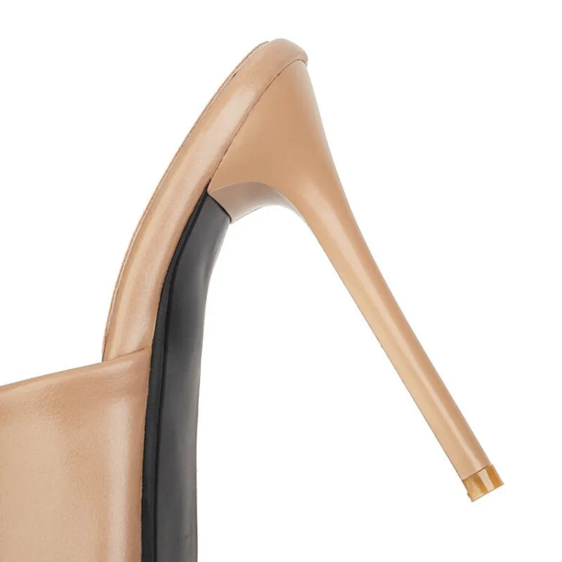 Women's Matte Leather Slipper High Heels